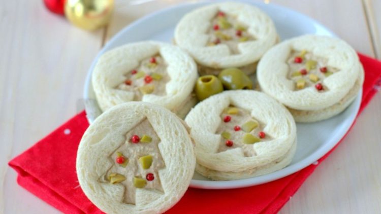 Christmas tree sandwiches