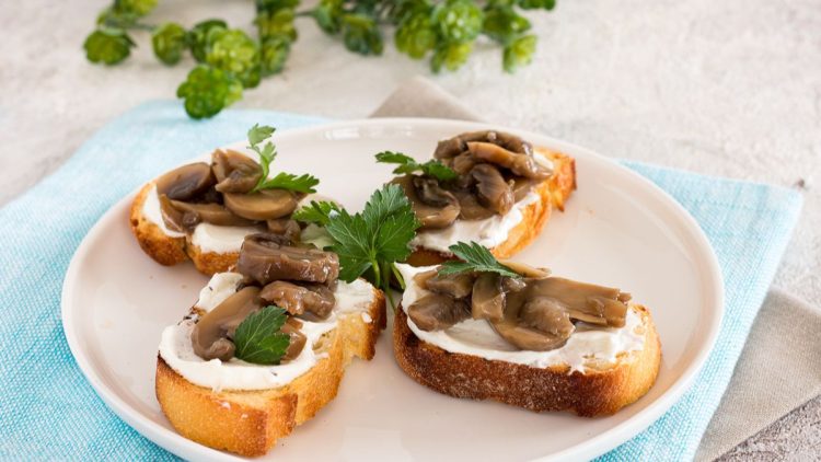 Mushroom Crostini with Cream Cheese