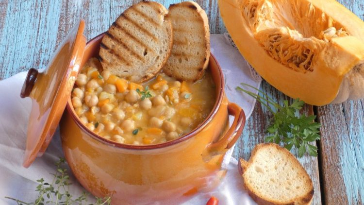 Pumpkin chickpea and potato soup