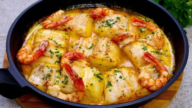 Pan-Fried Hake with Shrimp